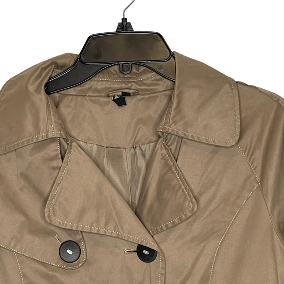 Ambition Womens Swing Jacket Size Medium Tan‎ Button & Tie Front Lined - Picture 2 of 7